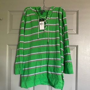 Ralph Lauren, green, striped, hooded shirt